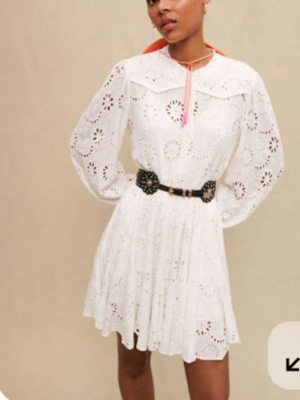 NWT Maje White Eyelet Embroidered Ruffle dress size Small
